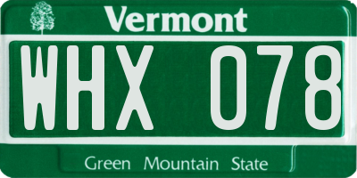 VT license plate WHX078