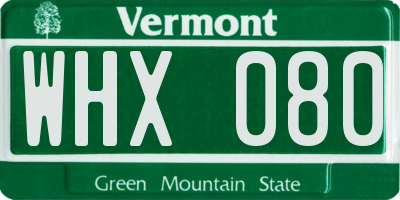 VT license plate WHX080