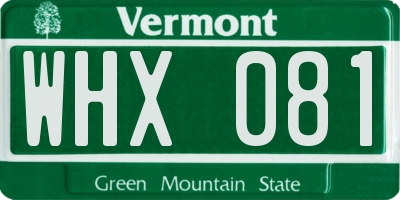 VT license plate WHX081