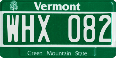 VT license plate WHX082