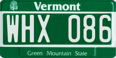 VT license plate WHX086