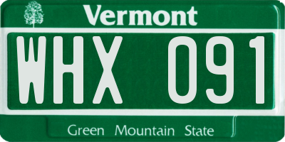 VT license plate WHX091