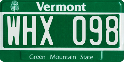 VT license plate WHX098