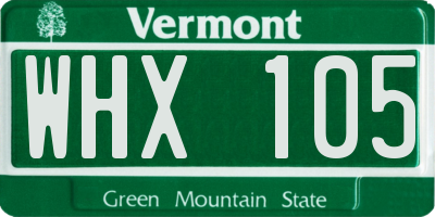 VT license plate WHX105