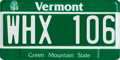 VT license plate WHX106