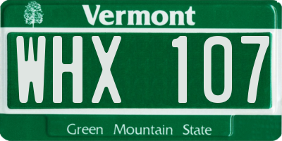 VT license plate WHX107