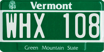 VT license plate WHX108