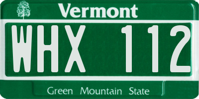 VT license plate WHX112