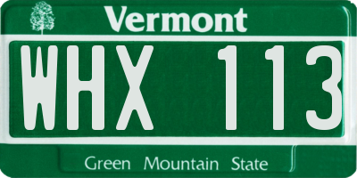 VT license plate WHX113