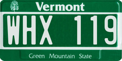VT license plate WHX119