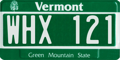 VT license plate WHX121