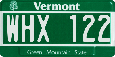 VT license plate WHX122