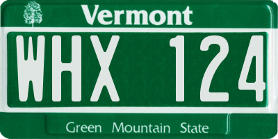 VT license plate WHX124