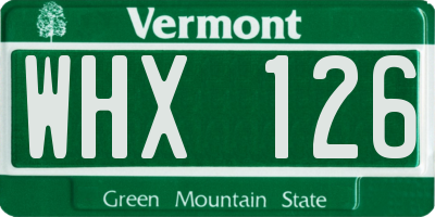 VT license plate WHX126