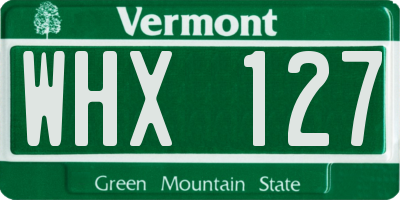 VT license plate WHX127