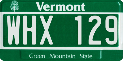 VT license plate WHX129