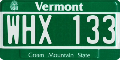VT license plate WHX133