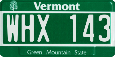 VT license plate WHX143
