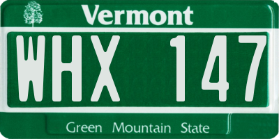 VT license plate WHX147