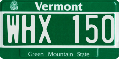 VT license plate WHX150