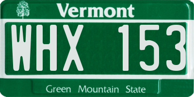 VT license plate WHX153