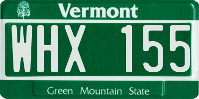 VT license plate WHX155
