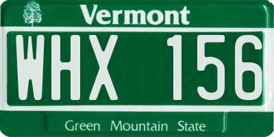 VT license plate WHX156