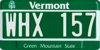 VT license plate WHX157
