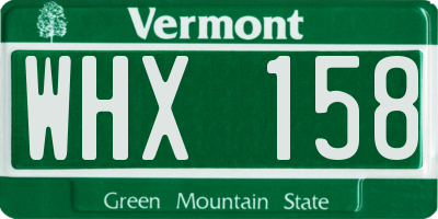 VT license plate WHX158