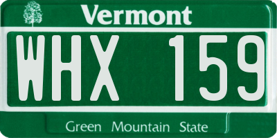 VT license plate WHX159