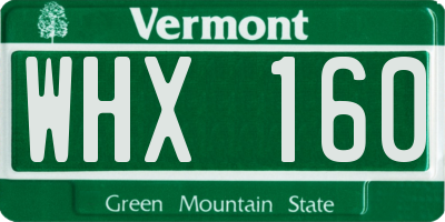 VT license plate WHX160