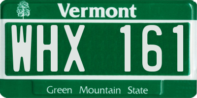 VT license plate WHX161