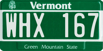 VT license plate WHX167