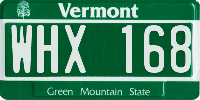 VT license plate WHX168