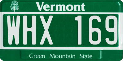 VT license plate WHX169