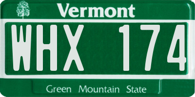 VT license plate WHX174