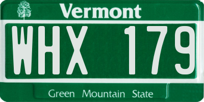 VT license plate WHX179