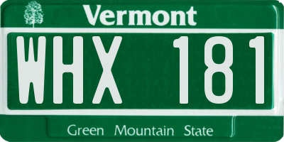 VT license plate WHX181
