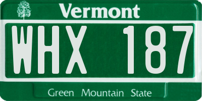 VT license plate WHX187