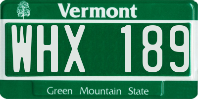 VT license plate WHX189