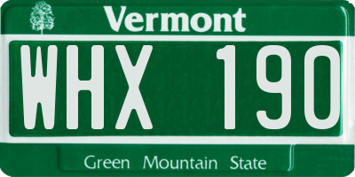 VT license plate WHX190