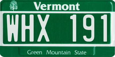 VT license plate WHX191