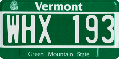 VT license plate WHX193