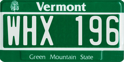 VT license plate WHX196
