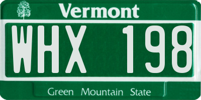 VT license plate WHX198