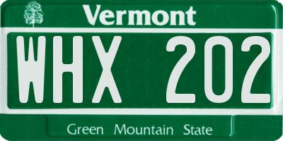 VT license plate WHX202
