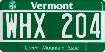 VT license plate WHX204