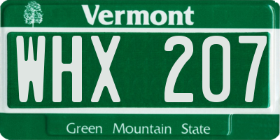VT license plate WHX207