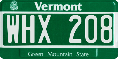 VT license plate WHX208