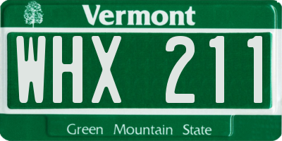 VT license plate WHX211